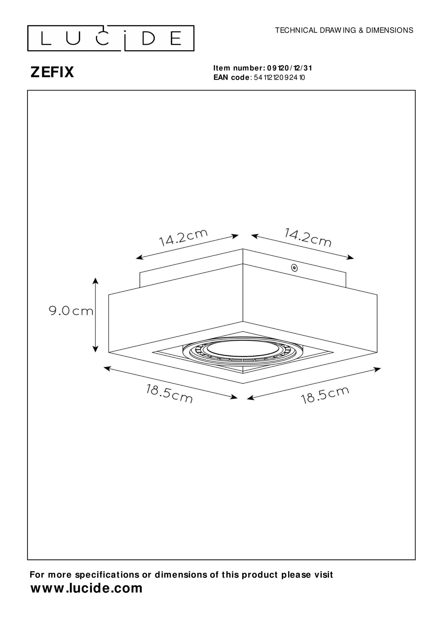 Lucide ZEFIX - Ceiling spotlight - LED Dim to warm - GU10 (ES111) - 1x12W 2200K/3000K - White