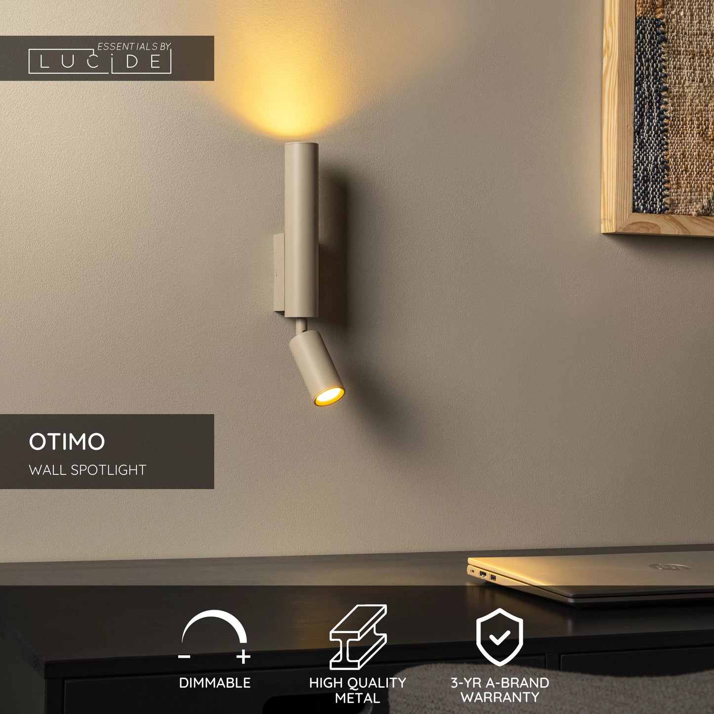 Lucide OTIMO - Wall spotlight / Wall light - 2xGU10 - Taupe | Essential