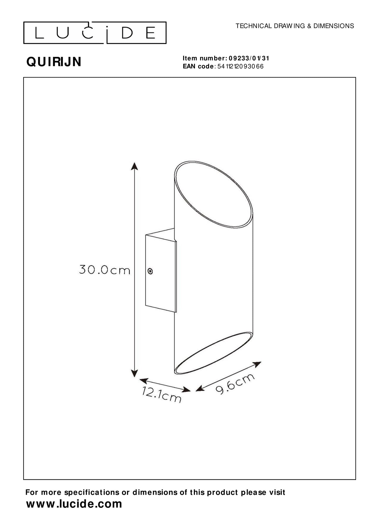 Lucide QUIRIJN - Wall light - Ø 10 cm - 1xG9 - White