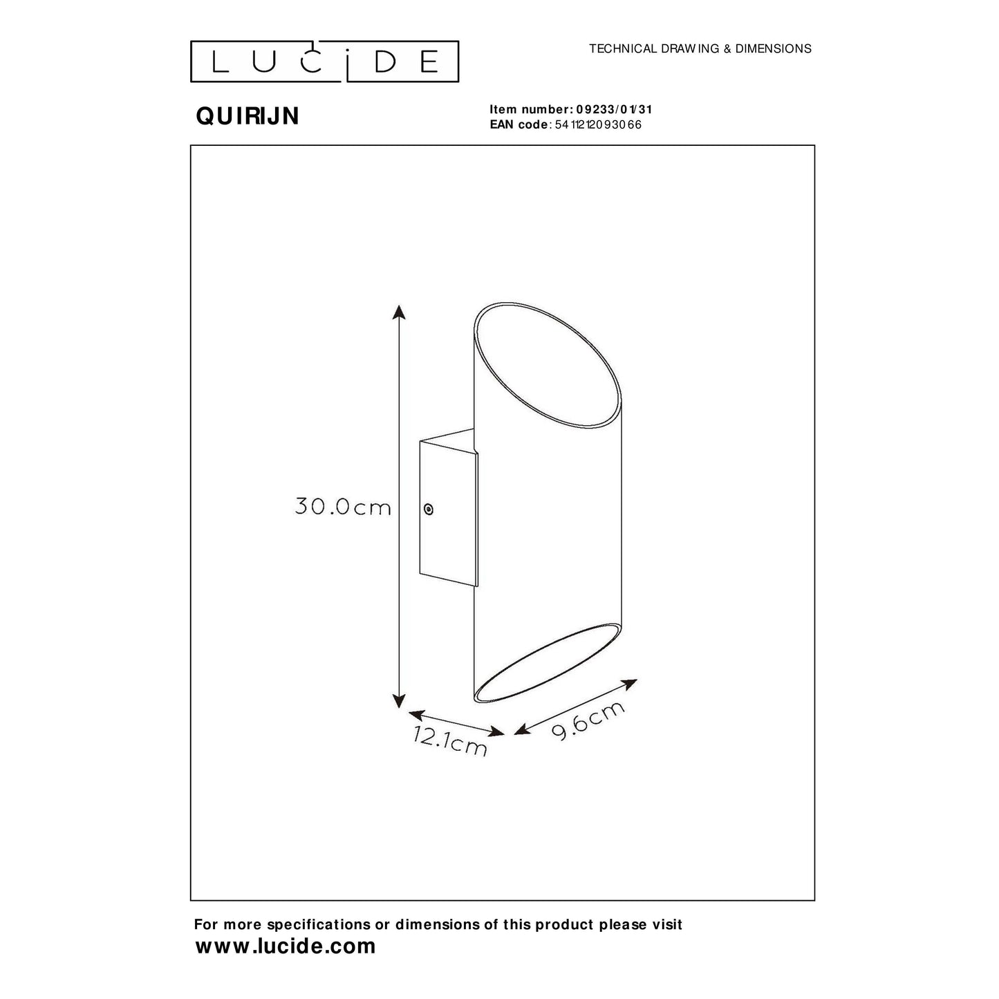 Lucide QUIRIJN - Wall light - Ø 10 cm - 1xG9 - White