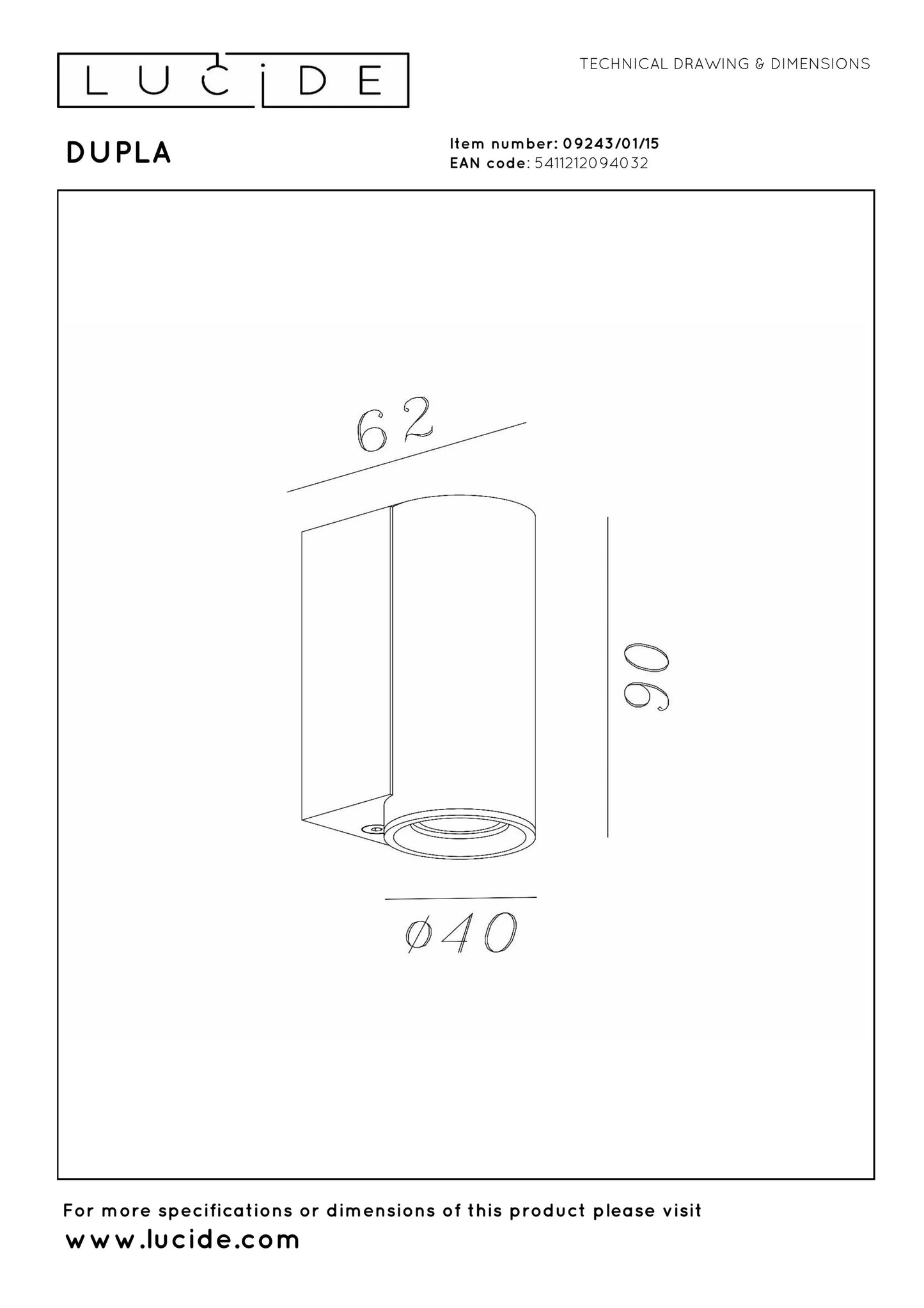 Lucide DUPLA - Wall spotlight / Wall light - 1xGU10 (MR11) - Grey iron