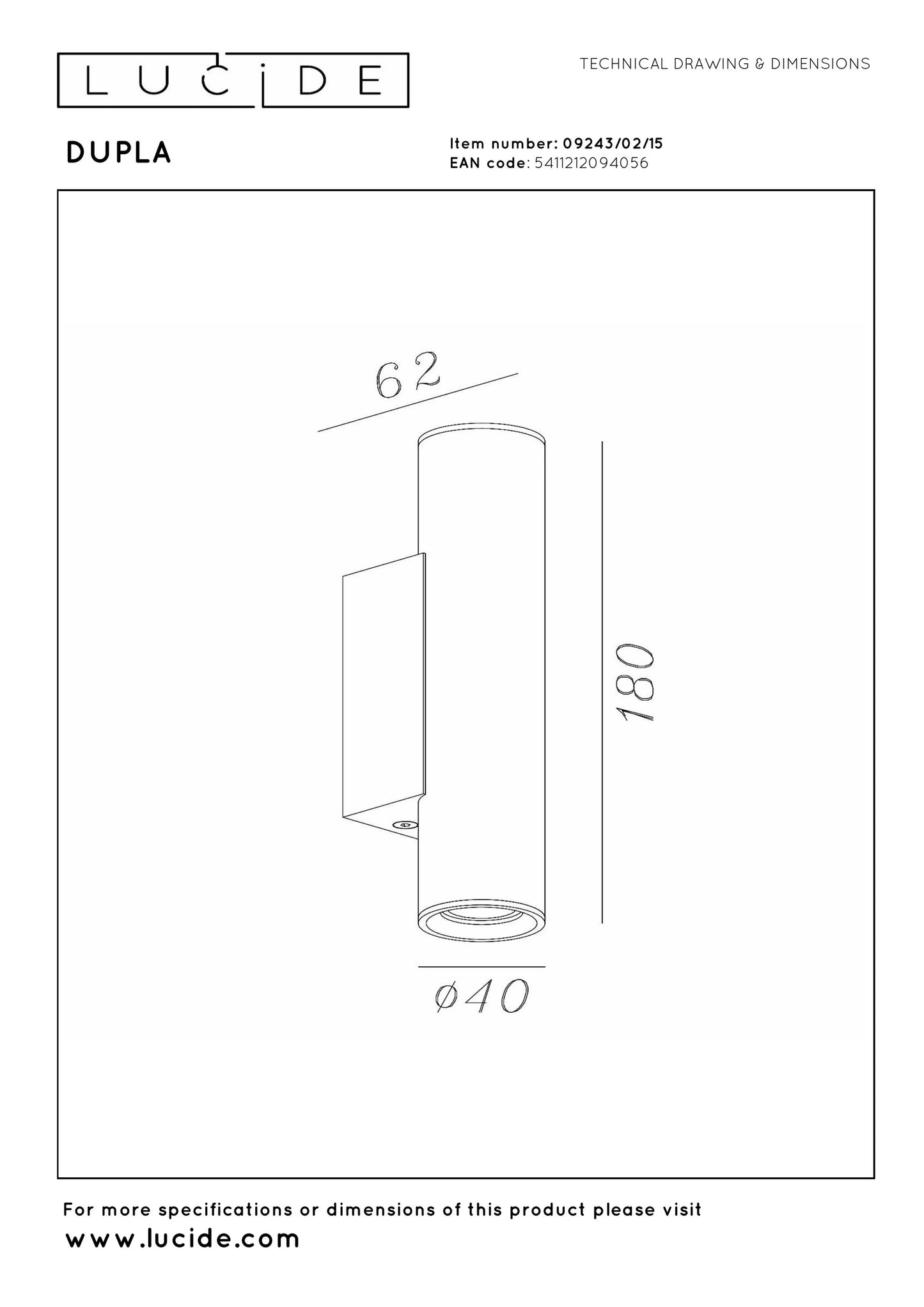 Lucide DUPLA - Wall spotlight / Wall light - 2xGU10 (MR11) - Grey iron