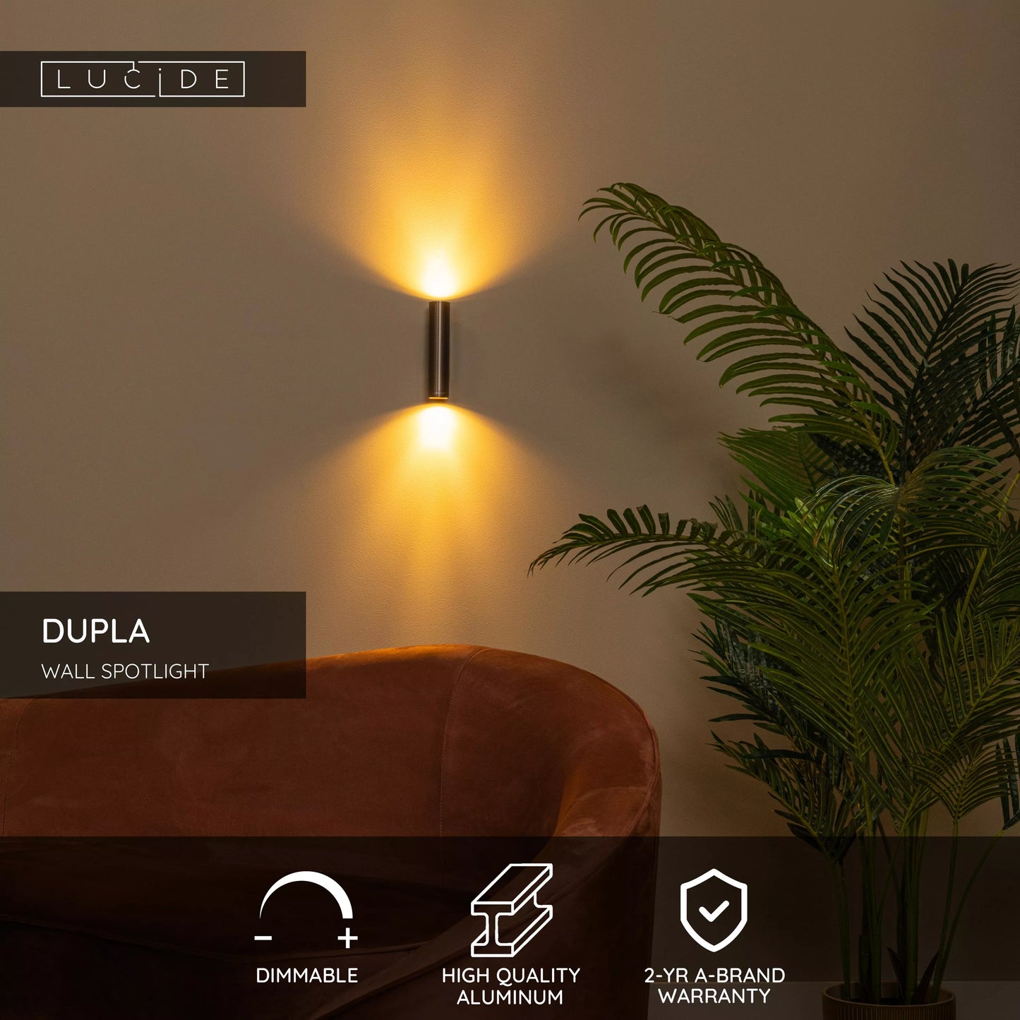 Lucide DUPLA - Wall spotlight / Wall light - 2xGU10 (MR11) - Coffee