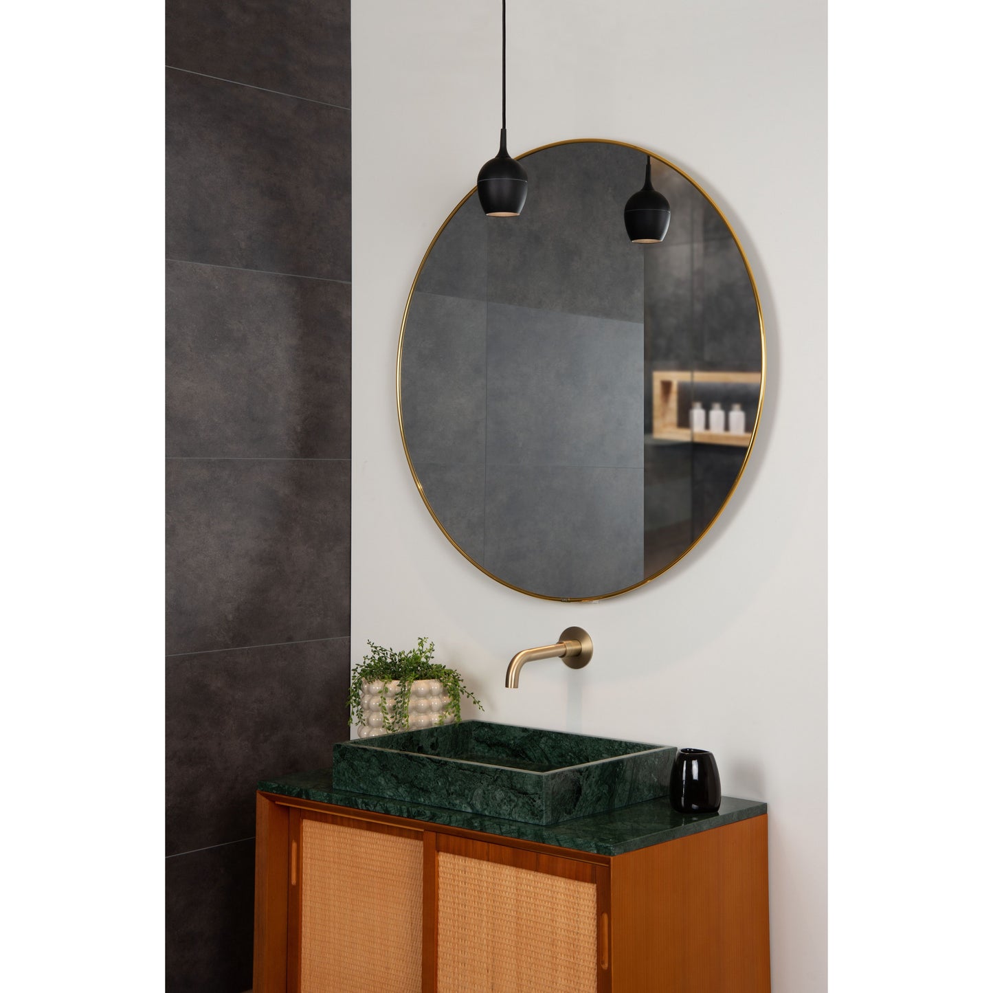 Lucide PRESTON - Pendant light Bathroom - Ø 10 cm - 1xGU10 - IP44 - Black