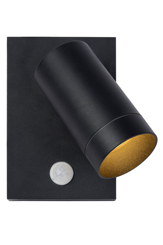 Lucide TAYLOR - Wall spotlight / Wall light Indoor/Outdoor - 1xGU10 - IP54 - Motion & Day/Night Sensor - Black