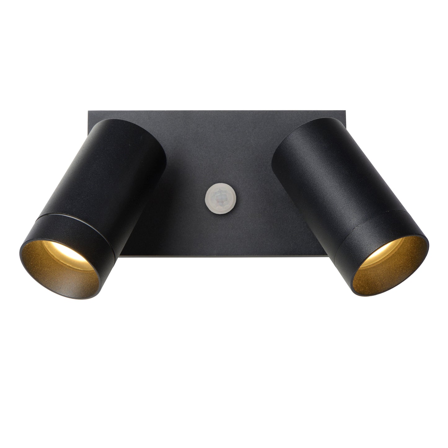 Lucide TAYLOR - Wall spotlight / Wall light Indoor/Outdoor - 2xGU10 - IP54 - Motion & Day/Night Sensor - Black