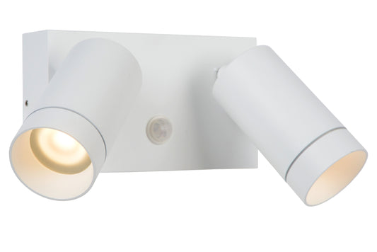 Lucide TAYLOR - Wall spotlight / Wall light Indoor/Outdoor - 2xGU10 - IP54 - Motion & Day/Night Sensor - White