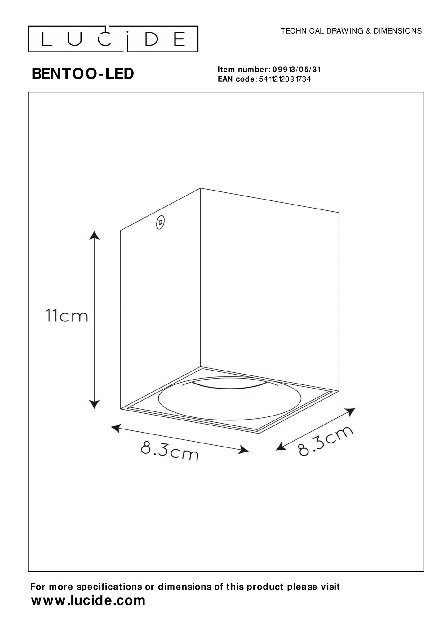 Lucide BENTOO-LED - Ceiling spotlight - LED Dim. - GU10 - 1x5W 3000K - White