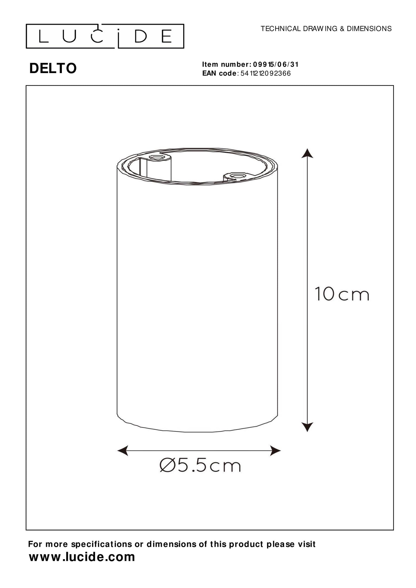 Lucide DELTO - Ceiling spotlight - Ø 5,5 cm - LED Dim to warm - GU10 - 1x5W 2200K/3000K - White