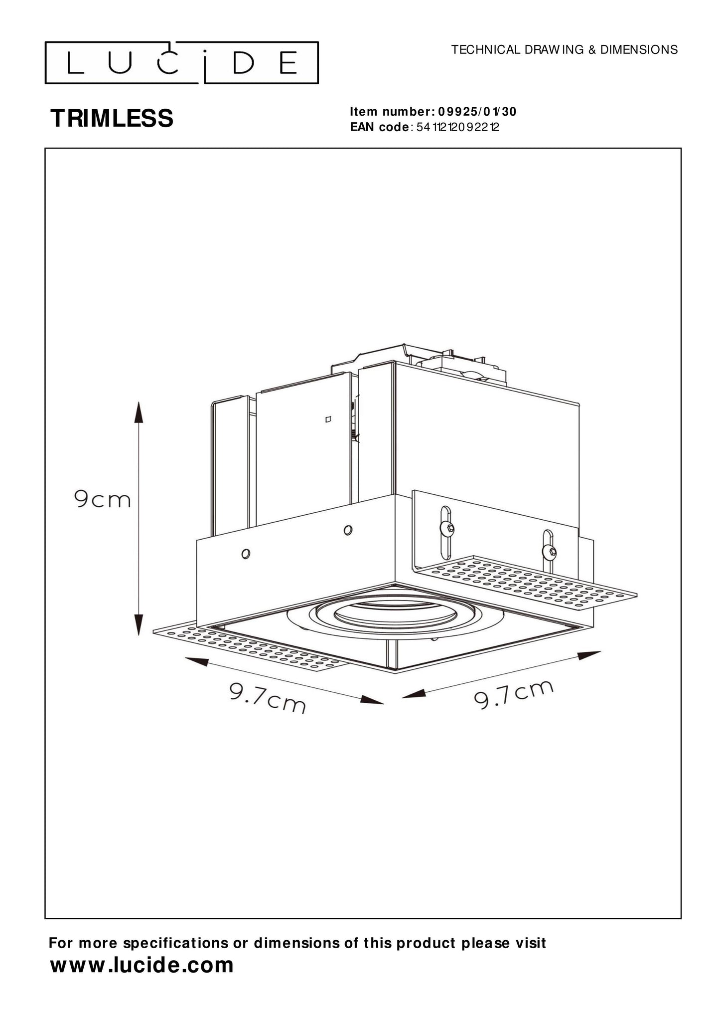 Lucide TRIMLESS - Recessed spotlight - 1xGU10 - Black