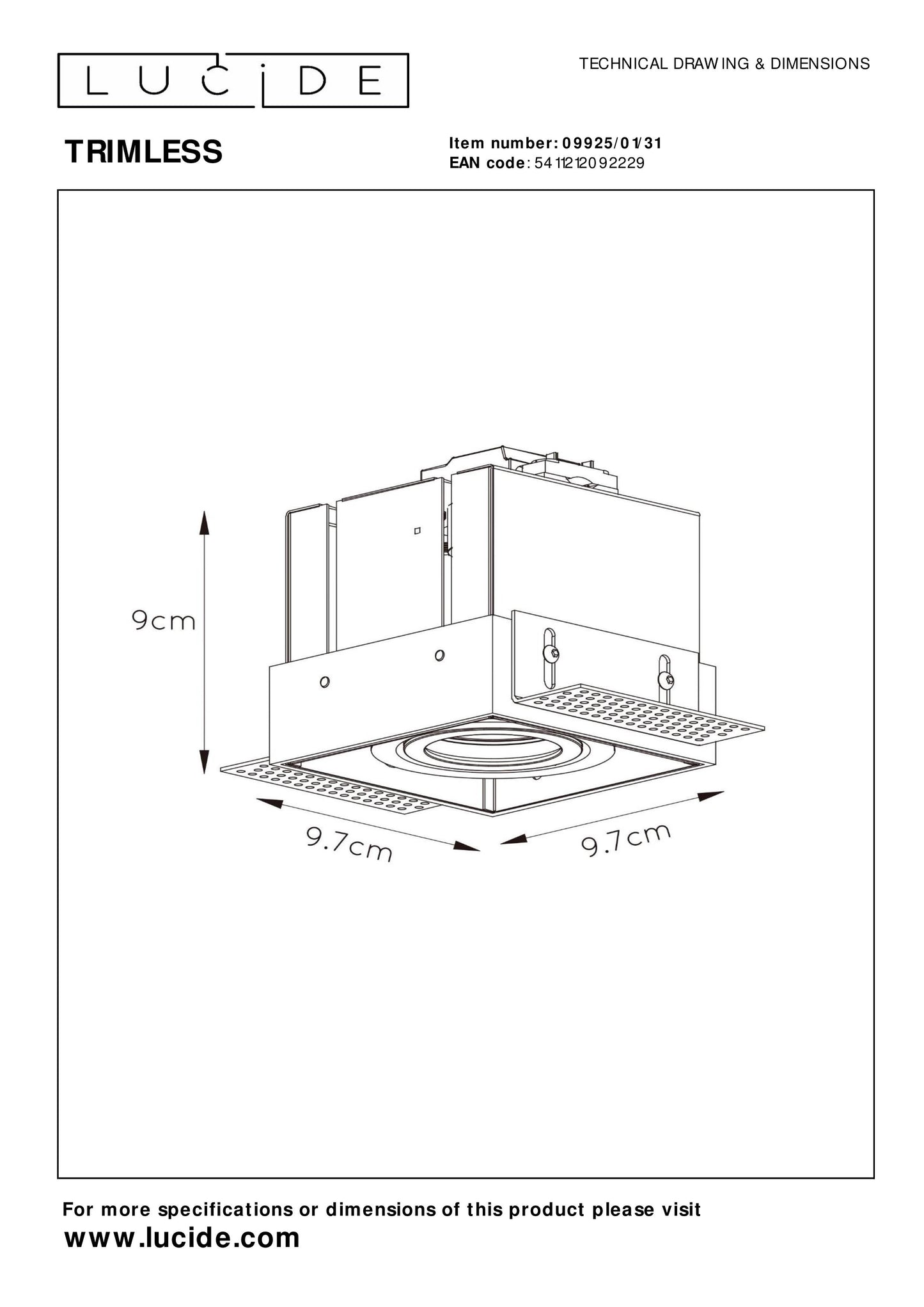 Lucide TRIMLESS - Recessed spotlight - 1xGU10 - White