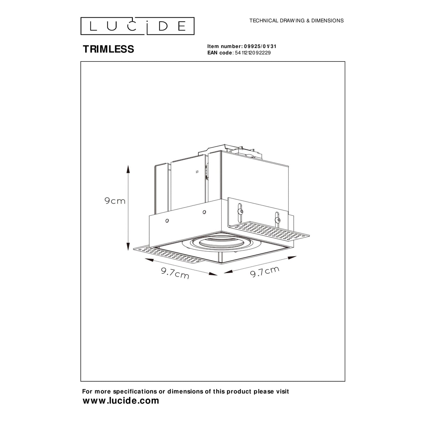 Lucide TRIMLESS - Recessed spotlight - 1xGU10 - White