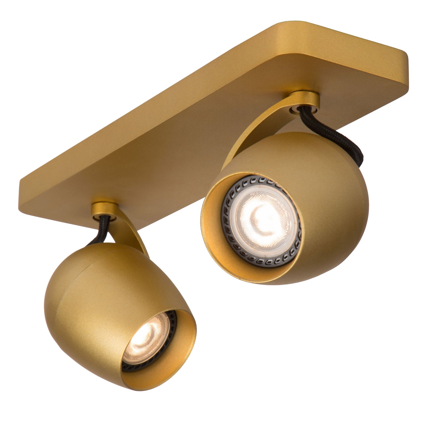 Lucide PRESTON - Ceiling spotlight - LED Dim to warm - GU10 - 2x5W 2200K/3000K - Matt Gold / Brass