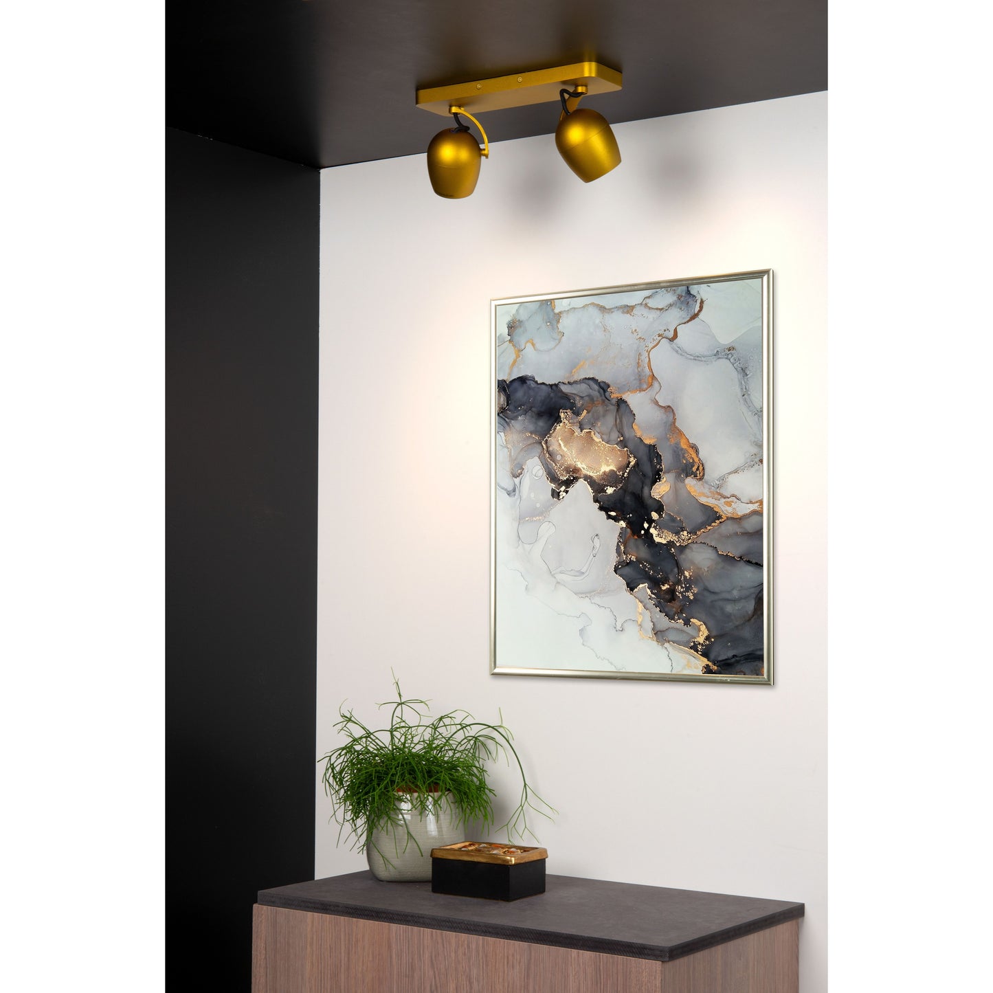 Lucide PRESTON - Ceiling spotlight - LED Dim to warm - GU10 - 2x5W 2200K/3000K - Matt Gold / Brass