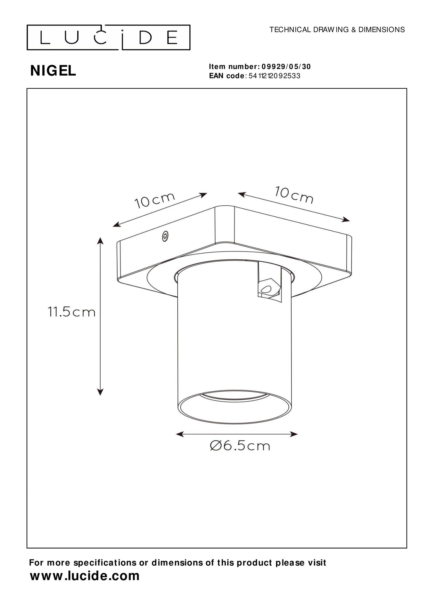 Lucide NIGEL - Ceiling spotlight - LED Dim to warm - GU10 - 1x5W 2200K/3000K - Black