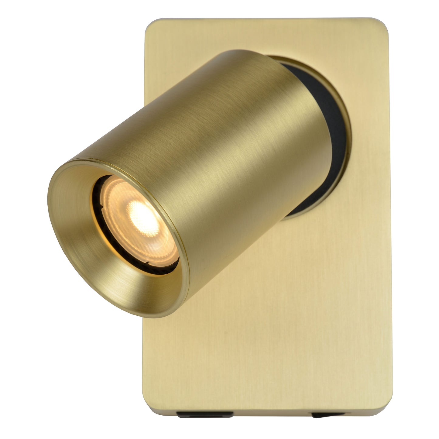 Lucide NIGEL - Bedside lamp / Wall light - LED Dim. - GU10 - 1x5W 2200K/3000K - With USB charging point - Matt Gold / Brass