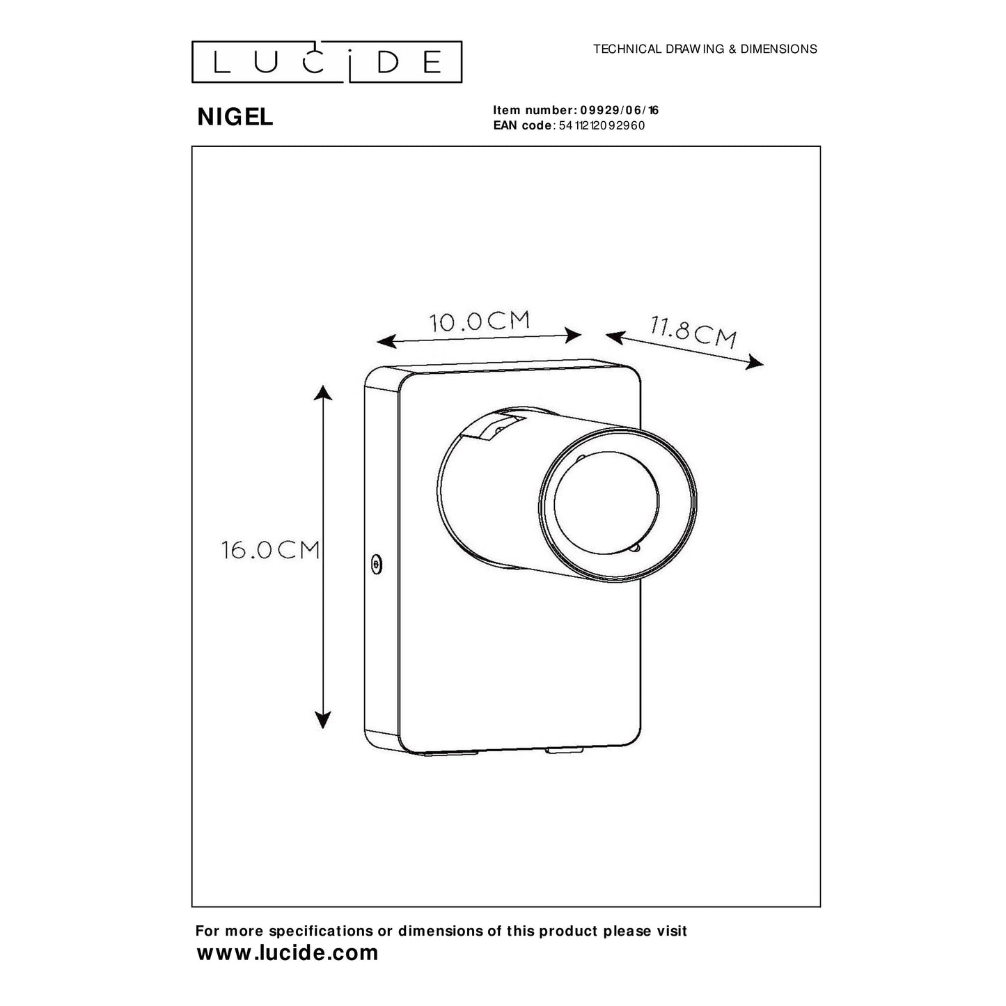 Lucide NIGEL - Bedside lamp / Wall light - LED Dim. - GU10 - 1x5W 2200K/3000K - With USB charging point - Anthracite