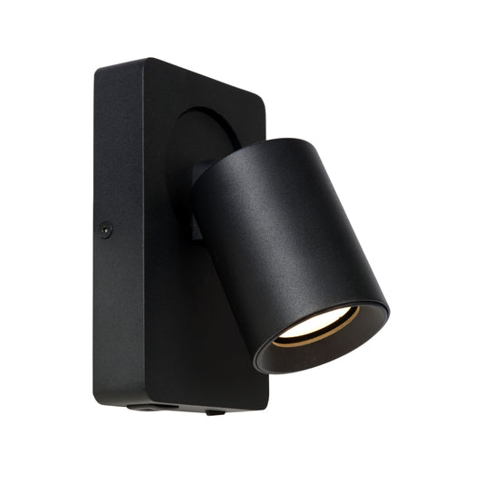 Lucide NIGEL - Bedside lamp / Wall light - LED Dim. - GU10 - 1x5W 2200K/3000K - With USB charging point - Black