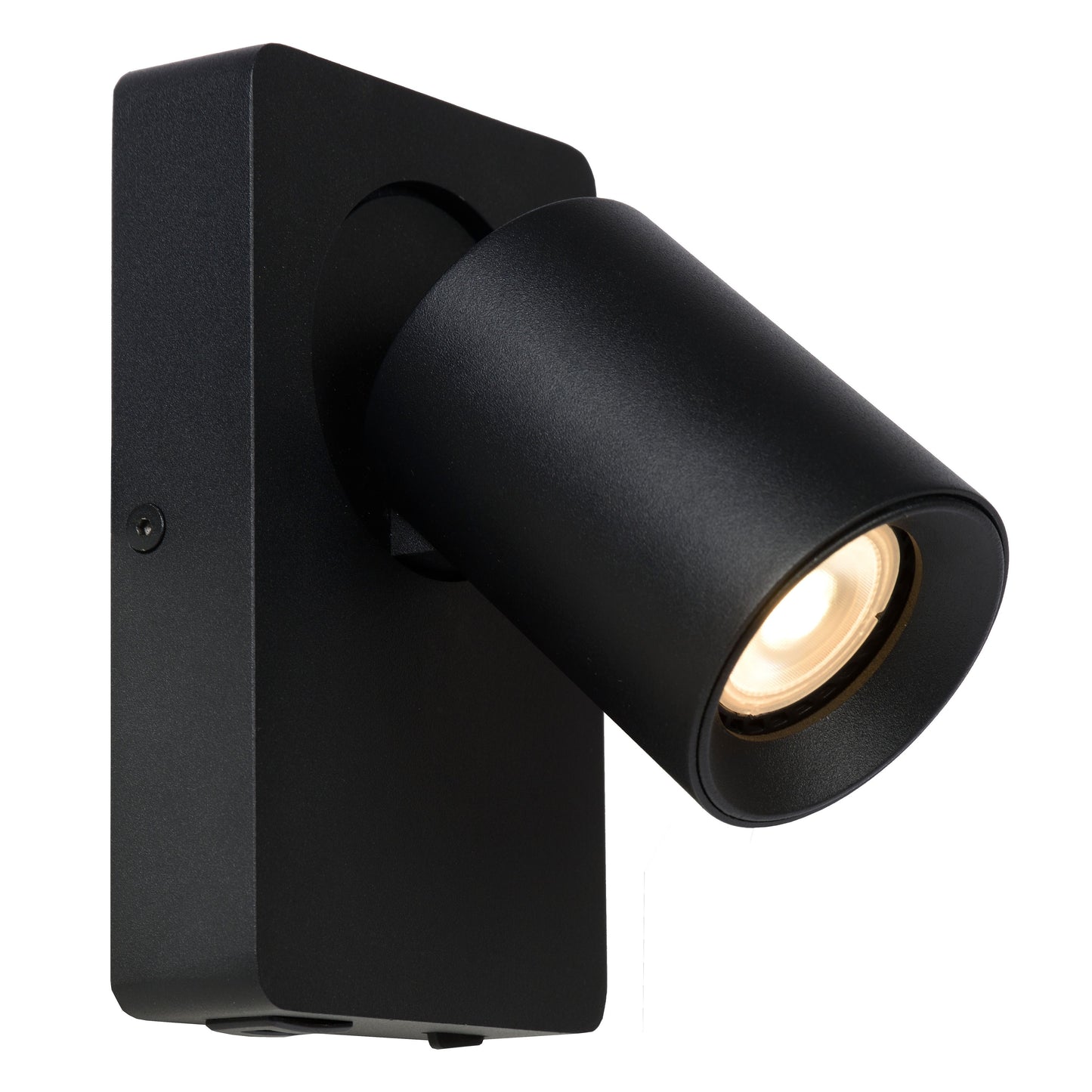 Lucide NIGEL - Bedside lamp / Wall light - LED Dim. - GU10 - 1x5W 2200K/3000K - With USB charging point - Black