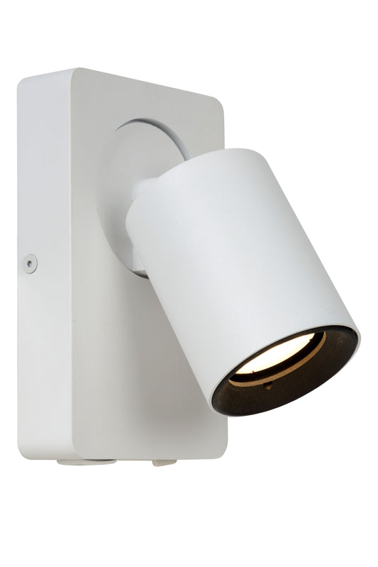 Lucide NIGEL - Bedside lamp / Wall light - LED Dim. - GU10 - 1x5W 2200K/3000K - With USB charging point - White