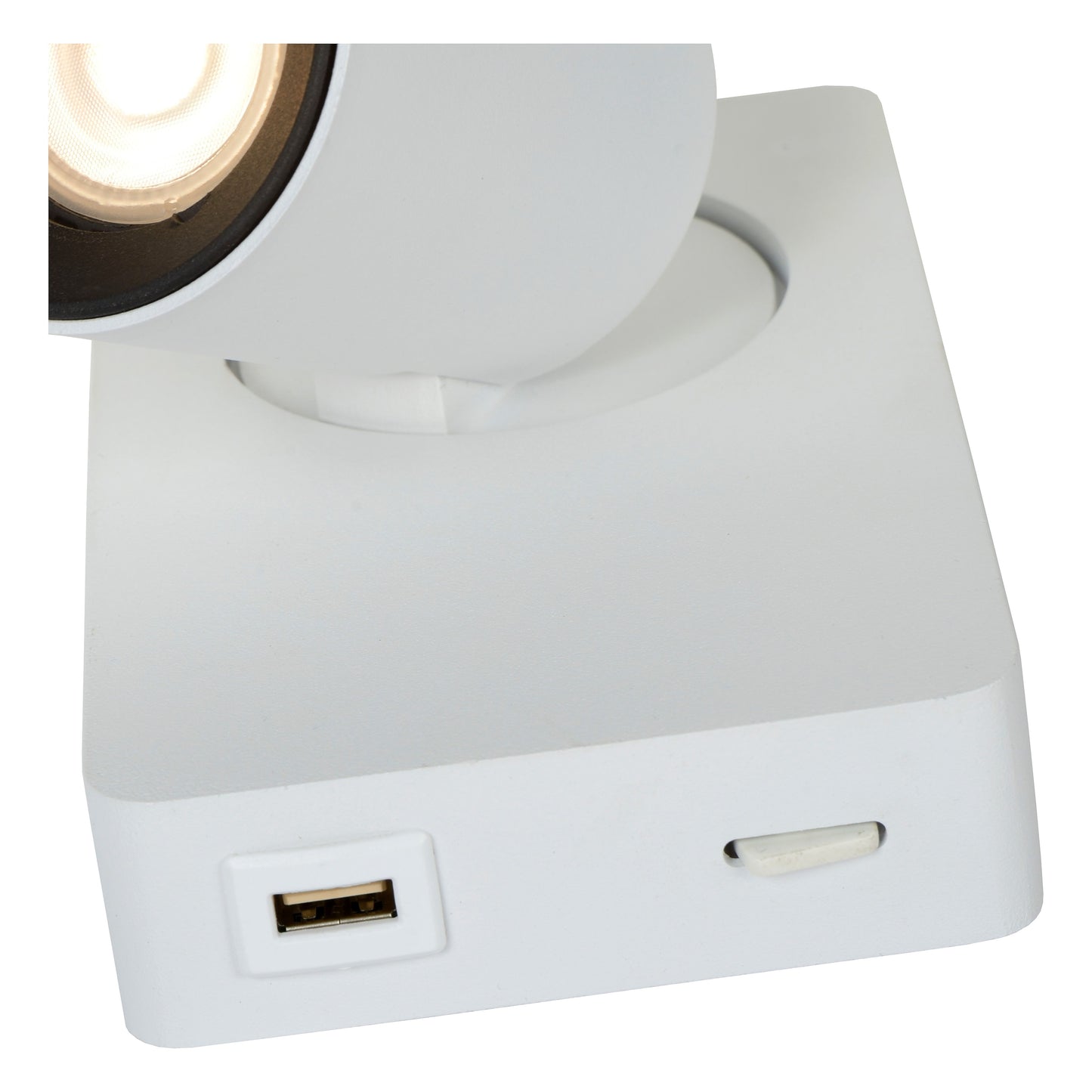 Lucide NIGEL - Bedside lamp / Wall light - LED Dim. - GU10 - 1x5W 2200K/3000K - With USB charging point - White