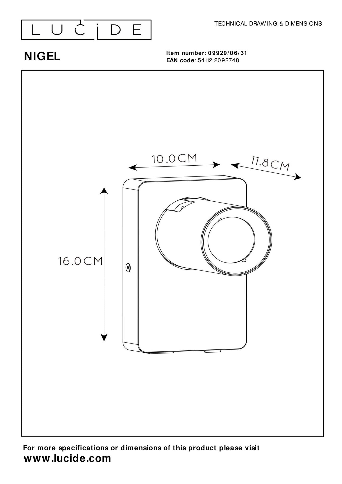 Lucide NIGEL - Bedside lamp / Wall light - LED Dim. - GU10 - 1x5W 2200K/3000K - With USB charging point - White