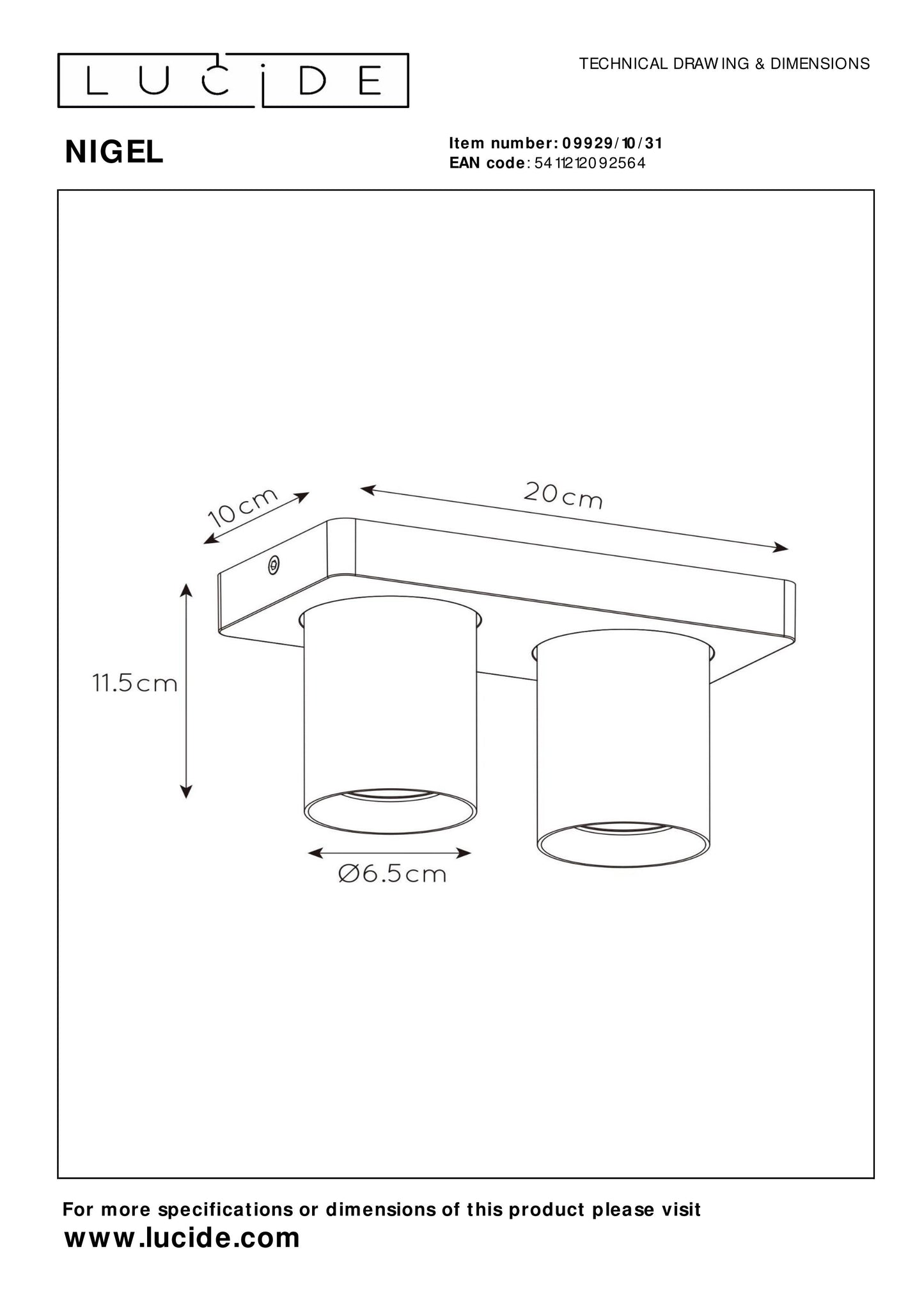 Lucide NIGEL - Ceiling spotlight - LED Dim to warm - GU10 - 2x5W 2200K/3000K - White