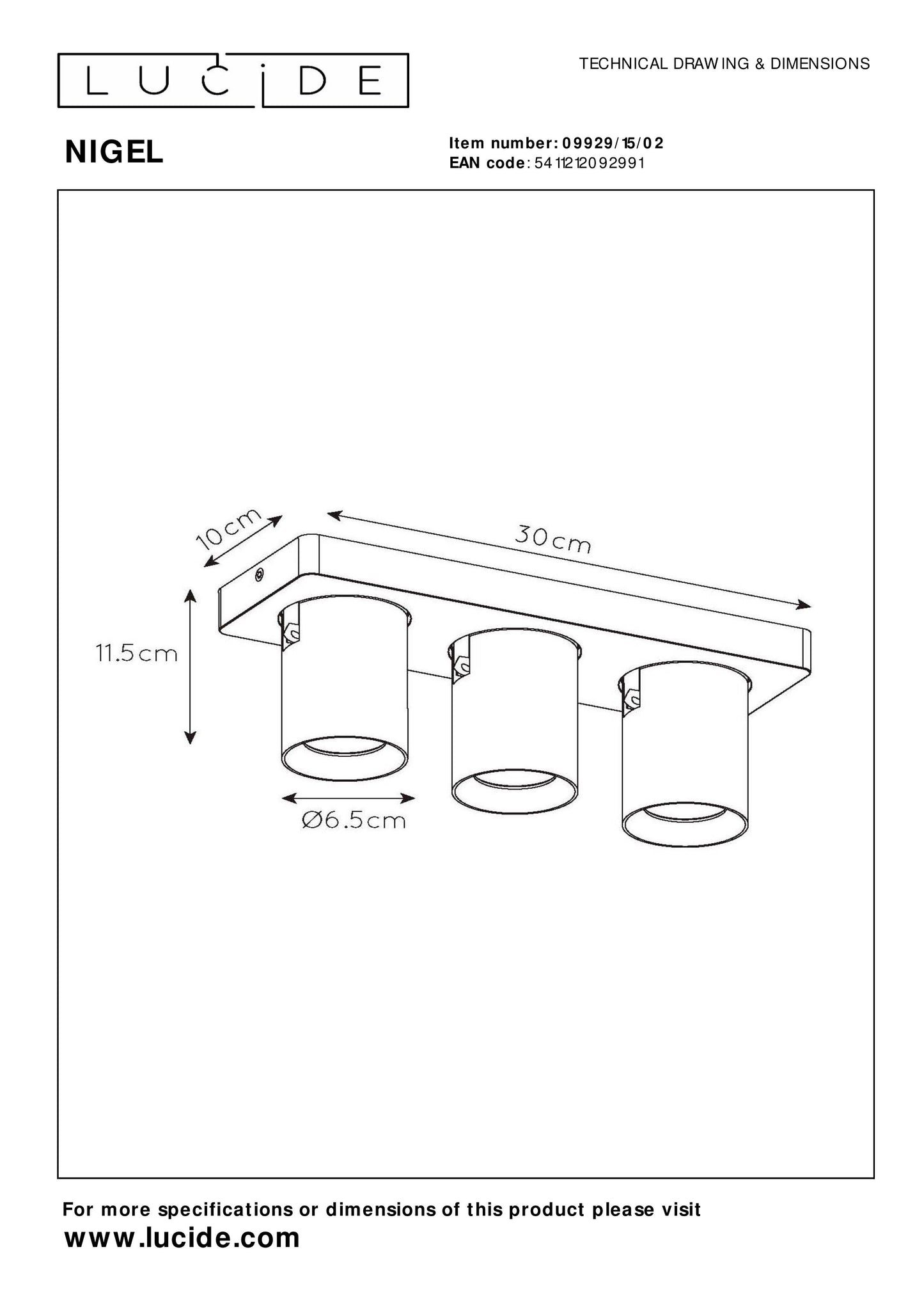 Lucide NIGEL - Ceiling spotlight - LED Dim to warm - GU10 - 3x5W 2200K/3000K - Matt Gold / Brass