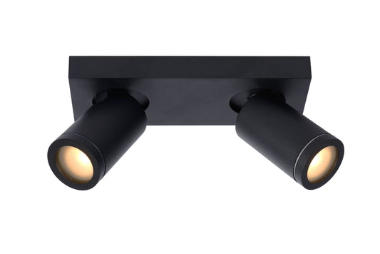 Lucide TAYLOR - Ceiling spotlight Bathroom - LED Dim to warm - GU10 - 2x5W 2200K/3000K - IP44 - Black