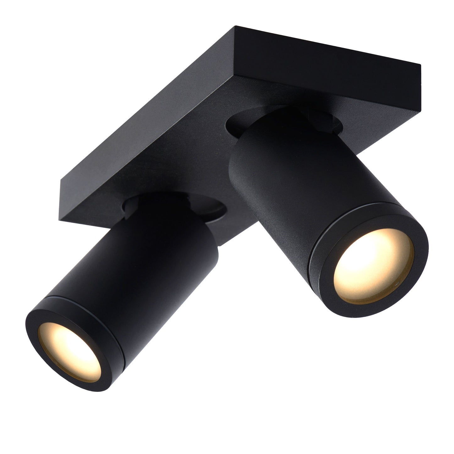 Lucide TAYLOR - Ceiling spotlight Bathroom - LED Dim to warm - GU10 - 2x5W 2200K/3000K - IP44 - Black