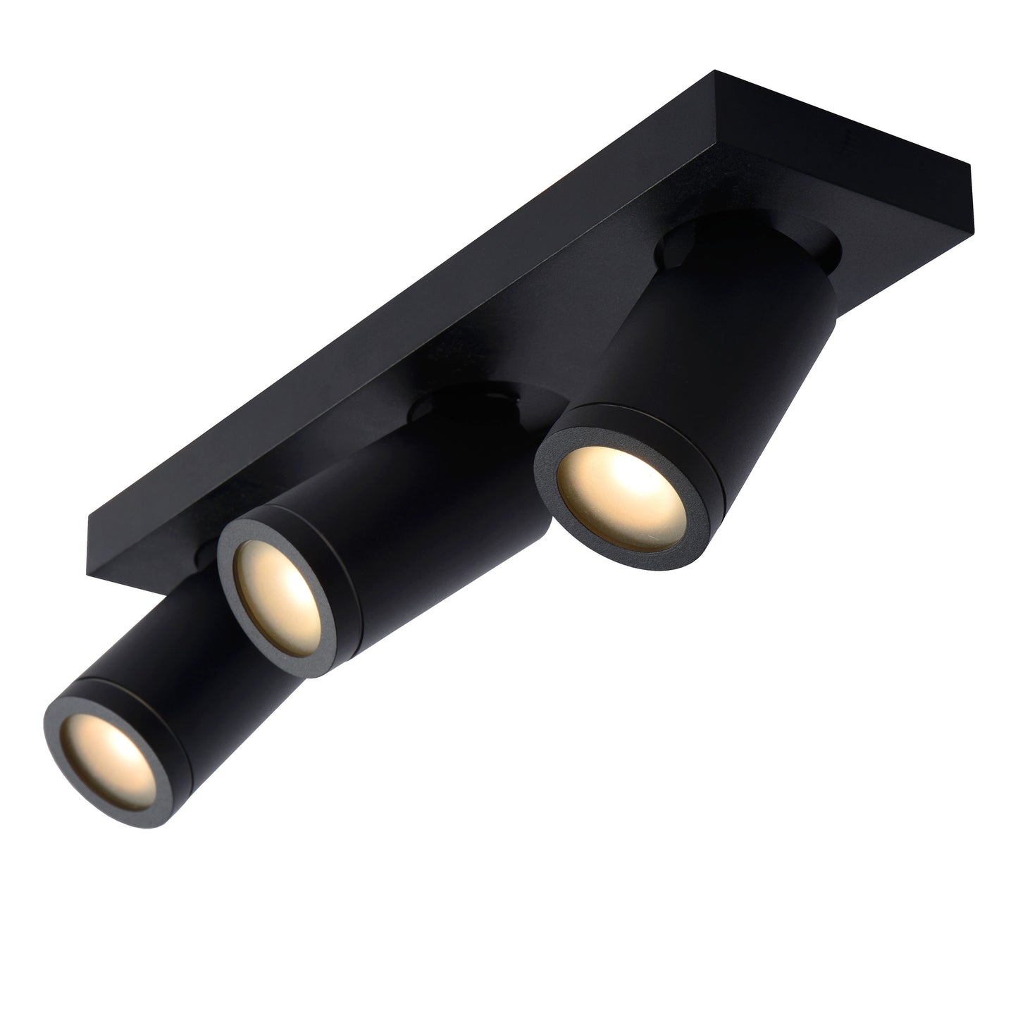 Lucide TAYLOR - Ceiling spotlight Bathroom - LED Dim to warm - GU10 - 3x5W 2200K/3000K - IP44 - Black