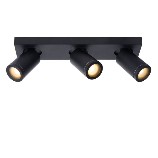 Lucide TAYLOR - Ceiling spotlight Bathroom - LED Dim to warm - GU10 - 3x5W 2200K/3000K - IP44 - Black