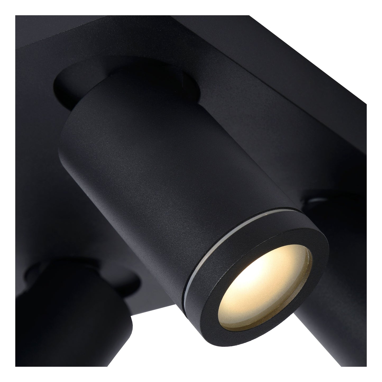 Lucide TAYLOR - Ceiling spotlight Bathroom - LED Dim to warm - GU10 - 4x5W 2200K/3000K - IP44 - Black