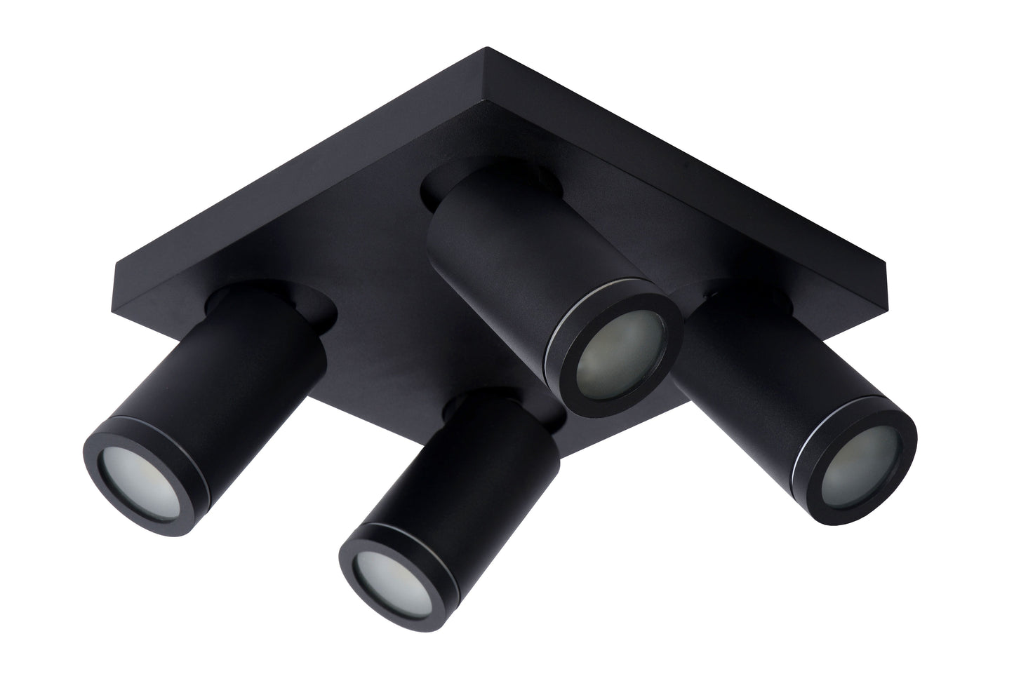 Lucide TAYLOR - Ceiling spotlight Bathroom - LED Dim to warm - GU10 - 4x5W 2200K/3000K - IP44 - Black