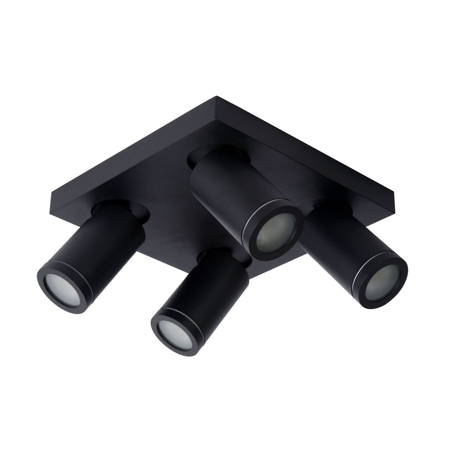 Lucide TAYLOR - Ceiling spotlight Bathroom - LED Dim to warm - GU10 - 4x5W 2200K/3000K - IP44 - Black