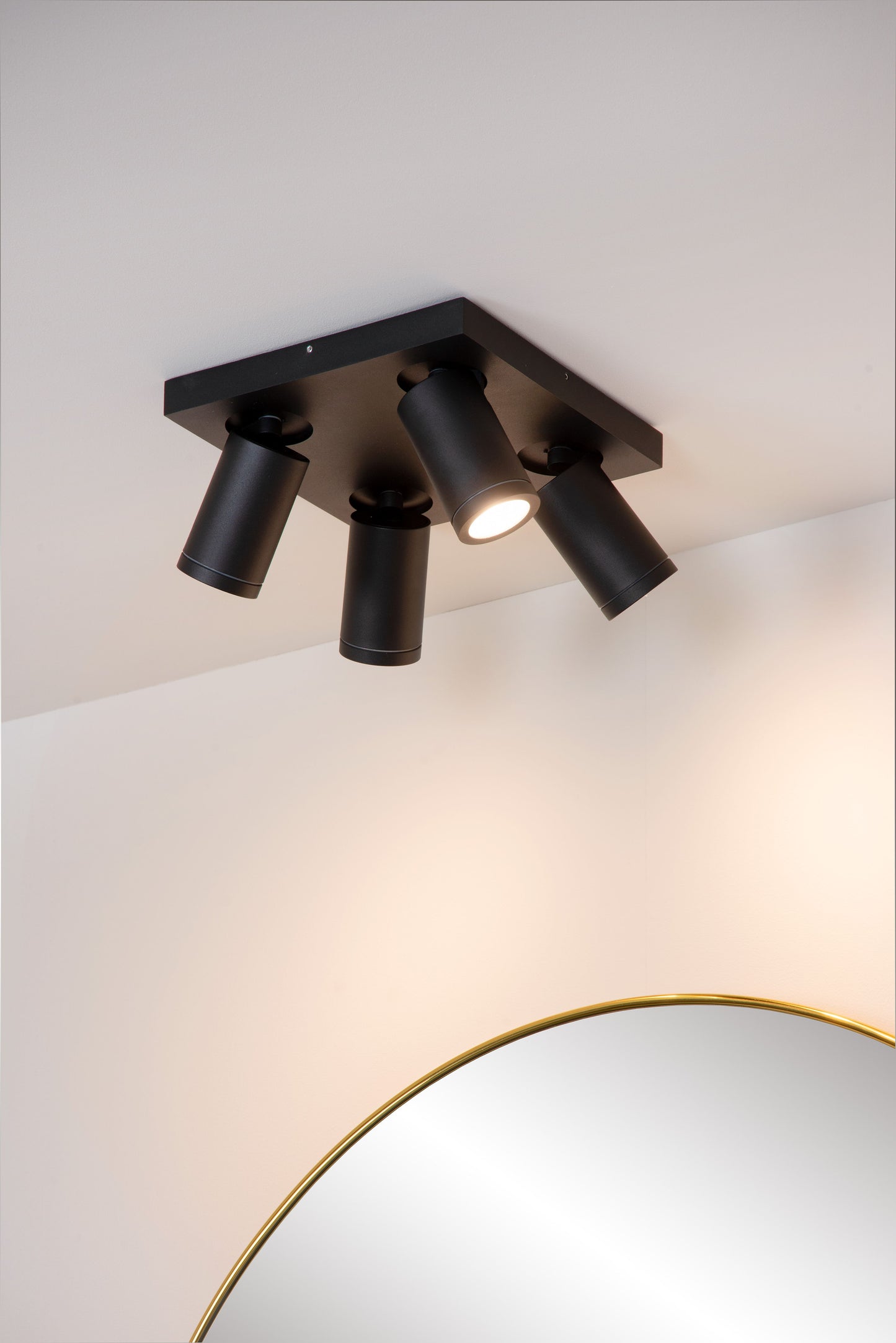 Lucide TAYLOR - Ceiling spotlight Bathroom - LED Dim to warm - GU10 - 4x5W 2200K/3000K - IP44 - Black