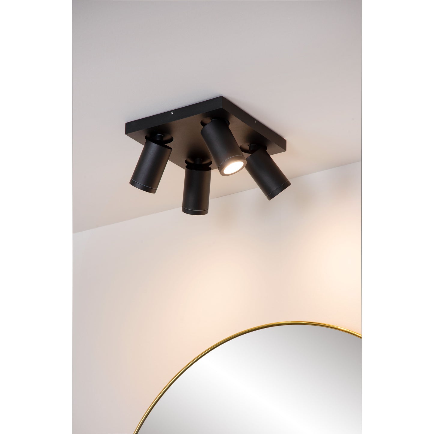 Lucide TAYLOR - Ceiling spotlight Bathroom - LED Dim to warm - GU10 - 4x5W 2200K/3000K - IP44 - Black