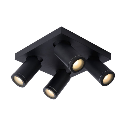 Lucide TAYLOR - Ceiling spotlight Bathroom - LED Dim to warm - GU10 - 4x5W 2200K/3000K - IP44 - Black