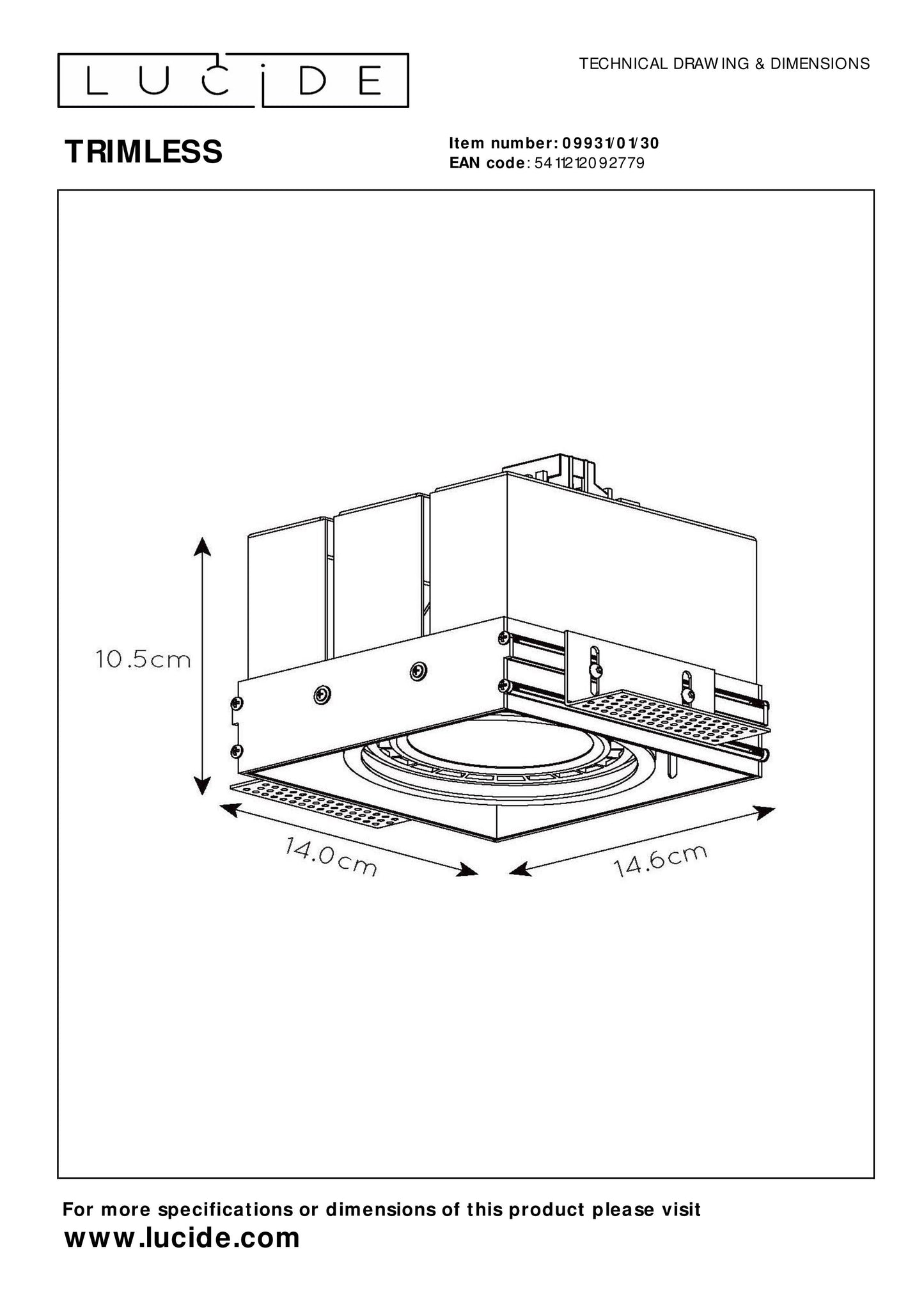 Lucide TRIMLESS - Recessed spotlight - 1xGU10 (ES111) - Black