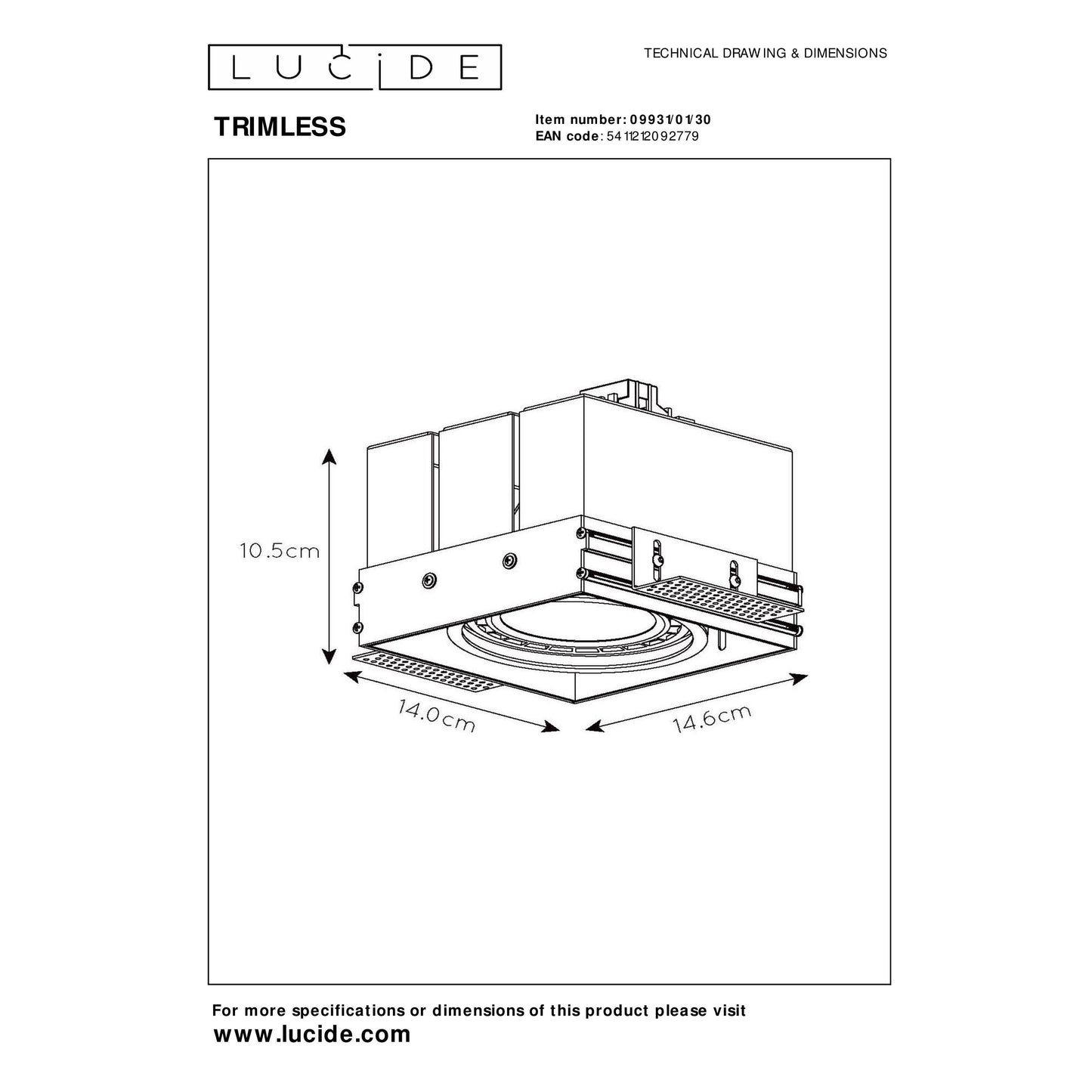 Lucide TRIMLESS - Recessed spotlight - 1xGU10 (ES111) - Black