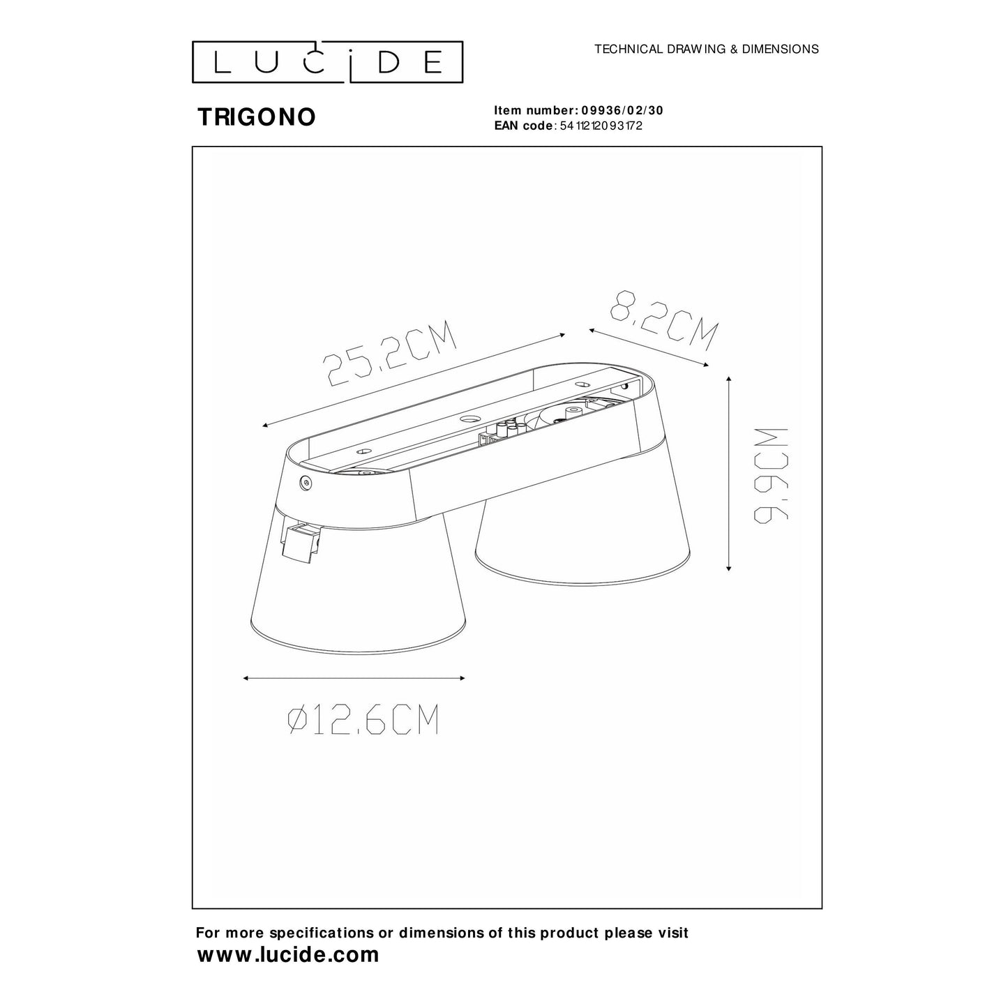 Lucide TRIGONO - Ceiling spotlight - 2xGU10 (ES111) - Black