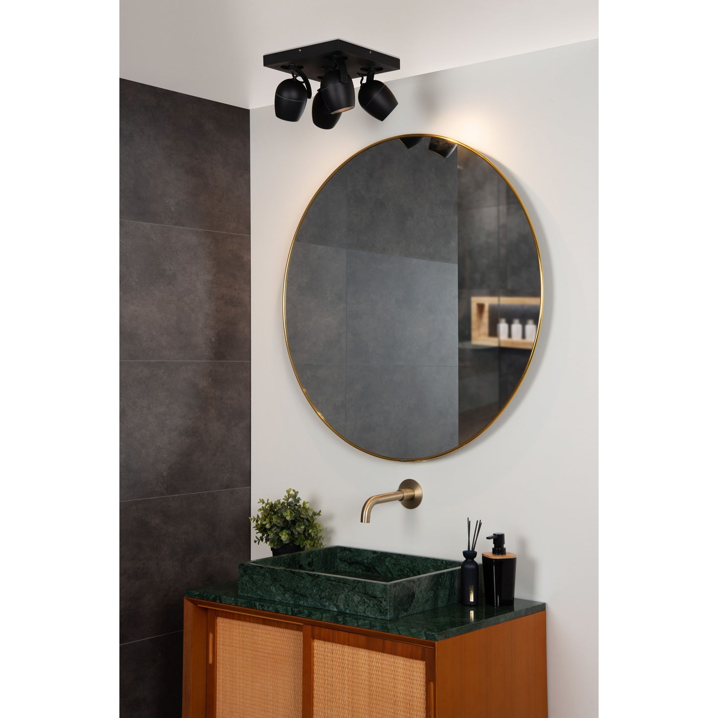 Lucide PRESTON - Ceiling spotlight Bathroom - 4xGU10 - IP44 - Black