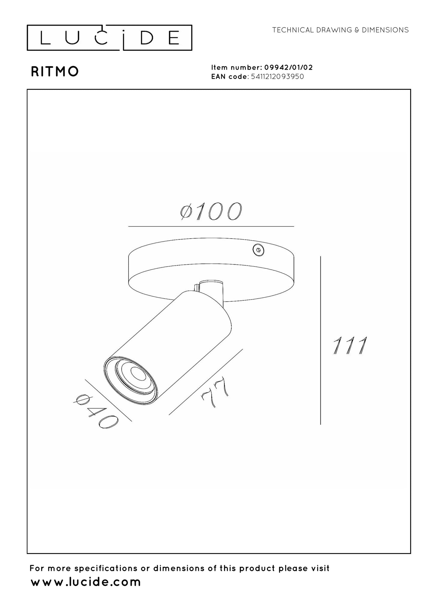 Lucide RITMO - Ceiling spotlight - Ø 10 cm - 1xGU10 (MR11) - Matt Gold / Brass