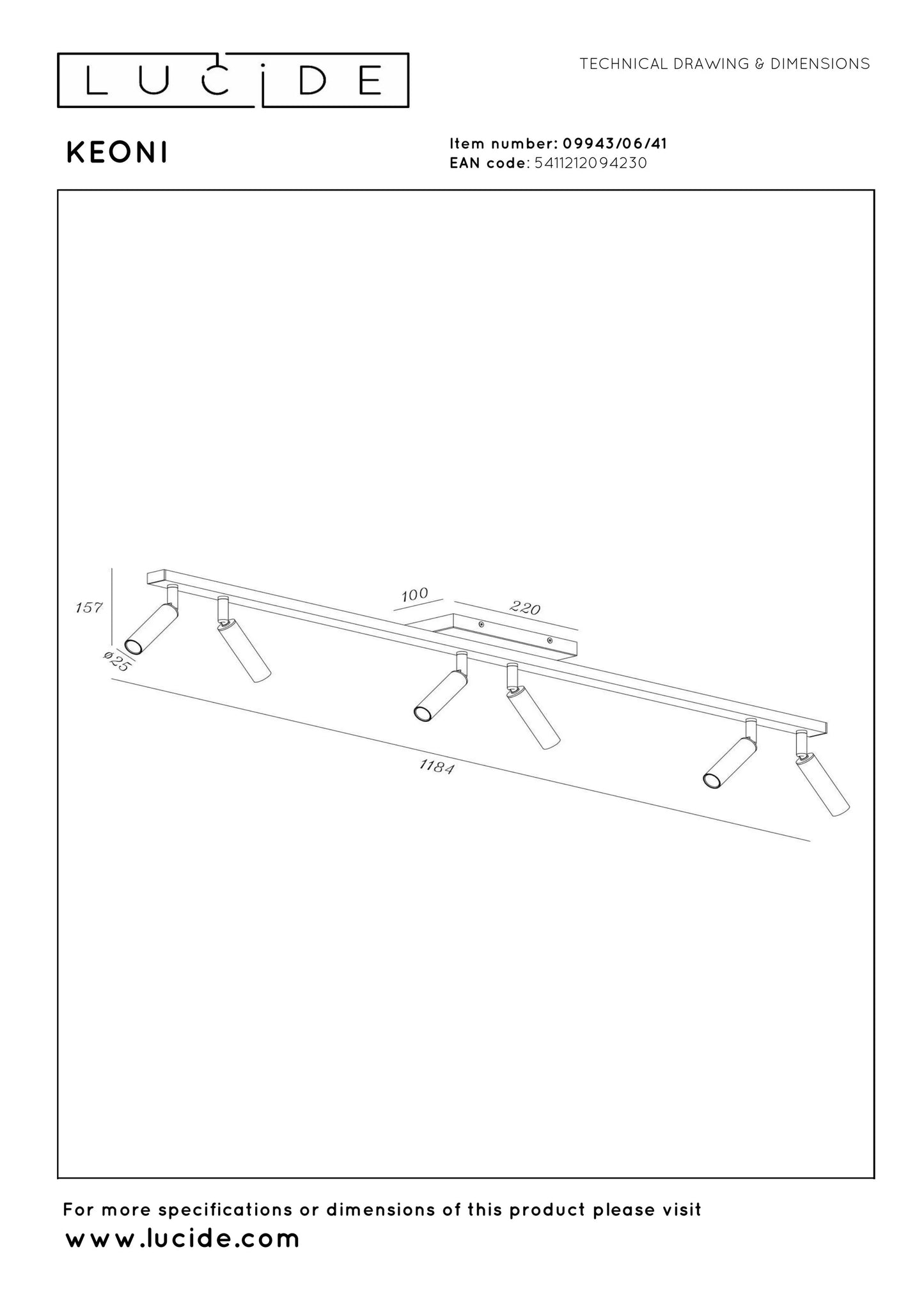 Lucide KEONI - Ceiling spotlight - 6xG9 - Taupe | Essential
