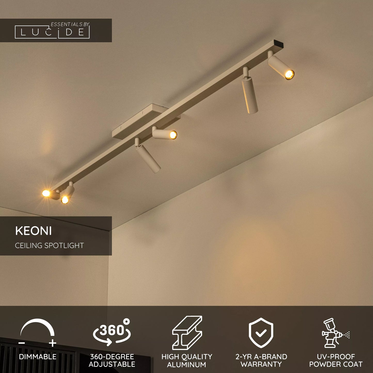 Lucide KEONI - Ceiling spotlight - 6xG9 - Taupe | Essential