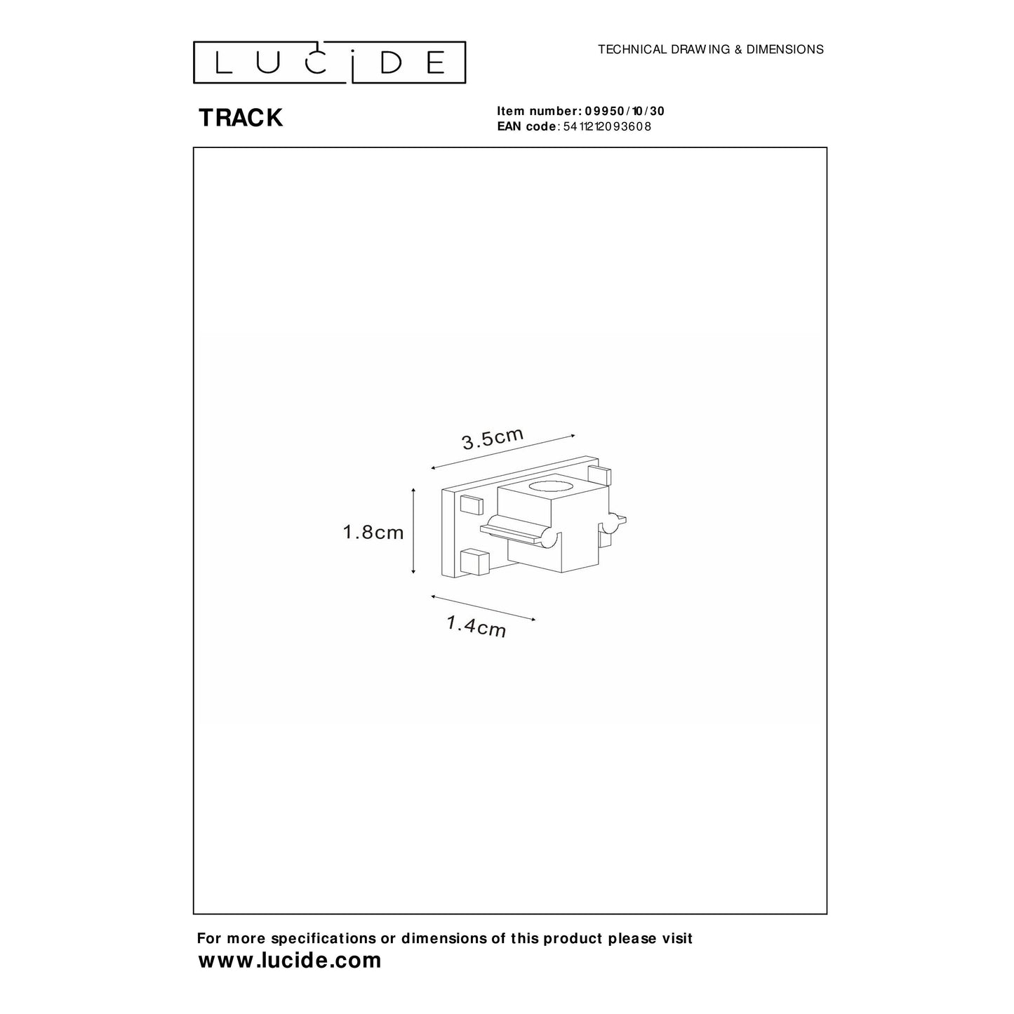 Lucide TRACK End cap - 1-circuit Track lighting system - Set of 2 - Black (Extension)
