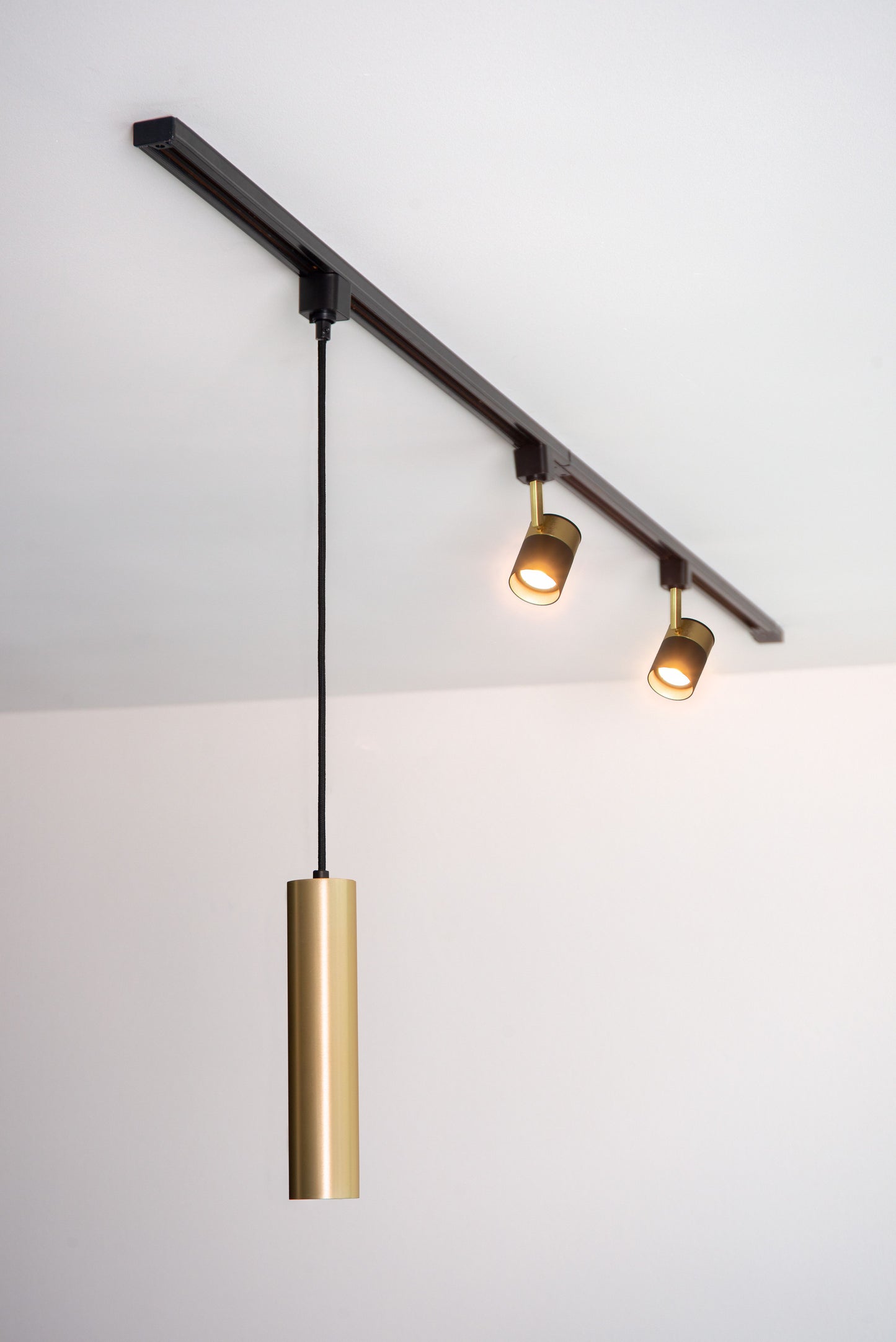 Lucide TRACK FLORIS pendant - 1-circuit Track lighting system - 1xGU10 - Matt Gold / Brass (Extension)