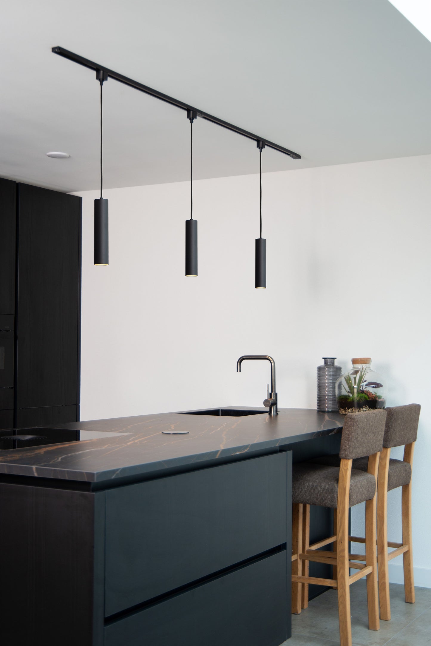 Lucide TRACK FLORIS pendant - 1-circuit Track lighting system - 1xGU10 - Black (Extension)