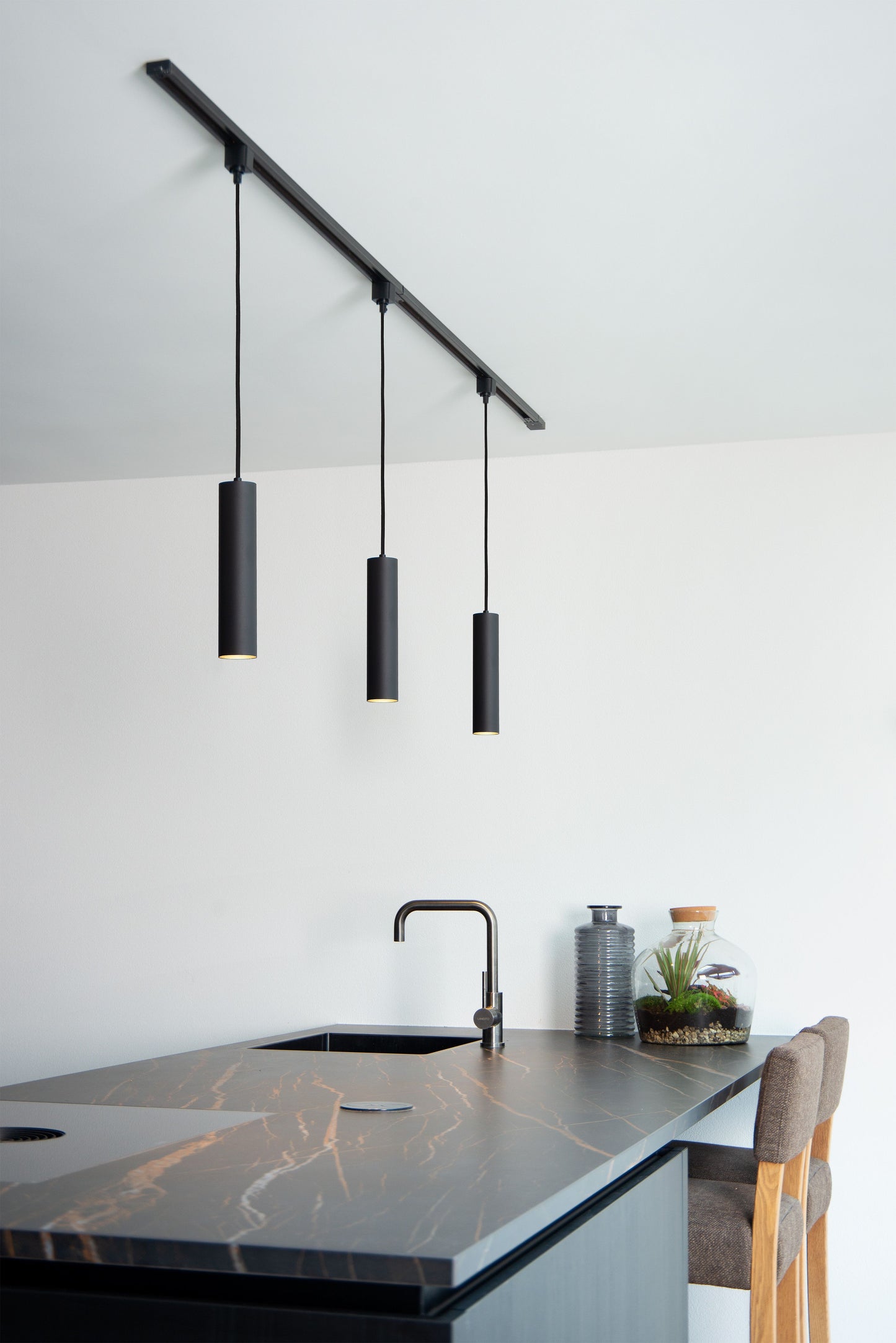 Lucide TRACK FLORIS pendant - 1-circuit Track lighting system - 1xGU10 - Black (Extension)