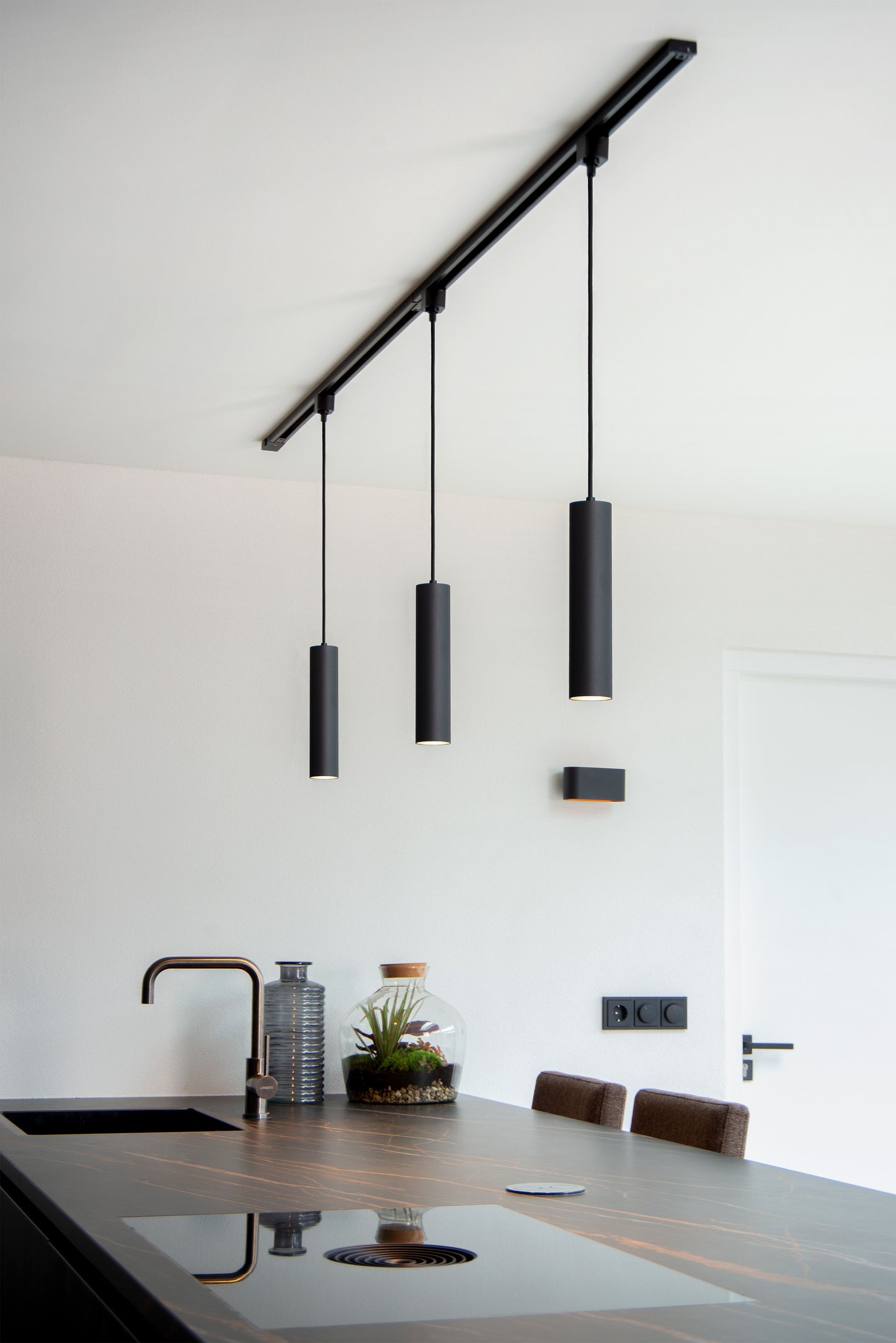 Lucide TRACK FLORIS pendant - 1-circuit Track lighting system - 1xGU10 - Black (Extension)